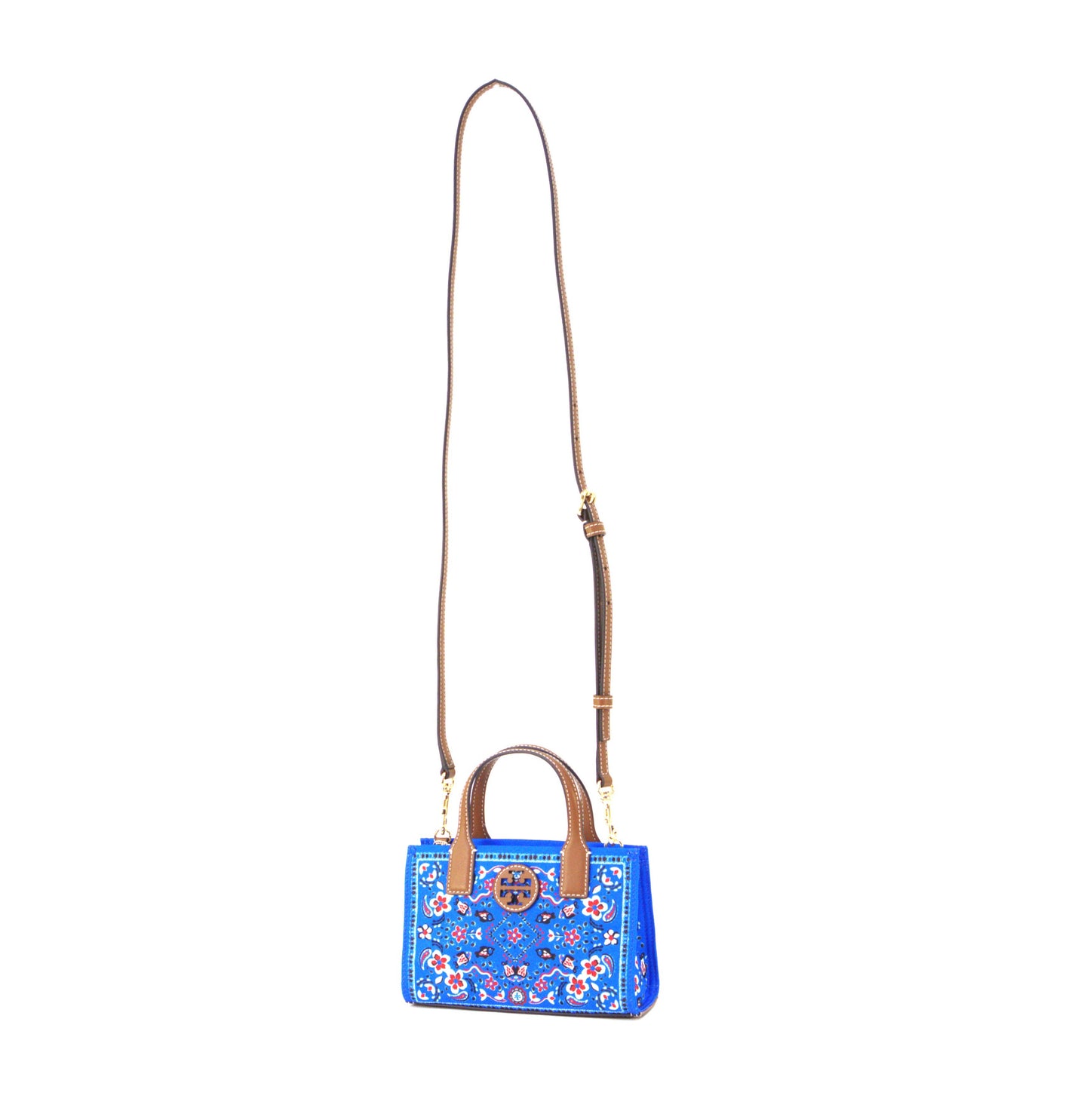 TORY BURCH 160529 ELLA NYLON PRINTED MINI TOTE BLUE