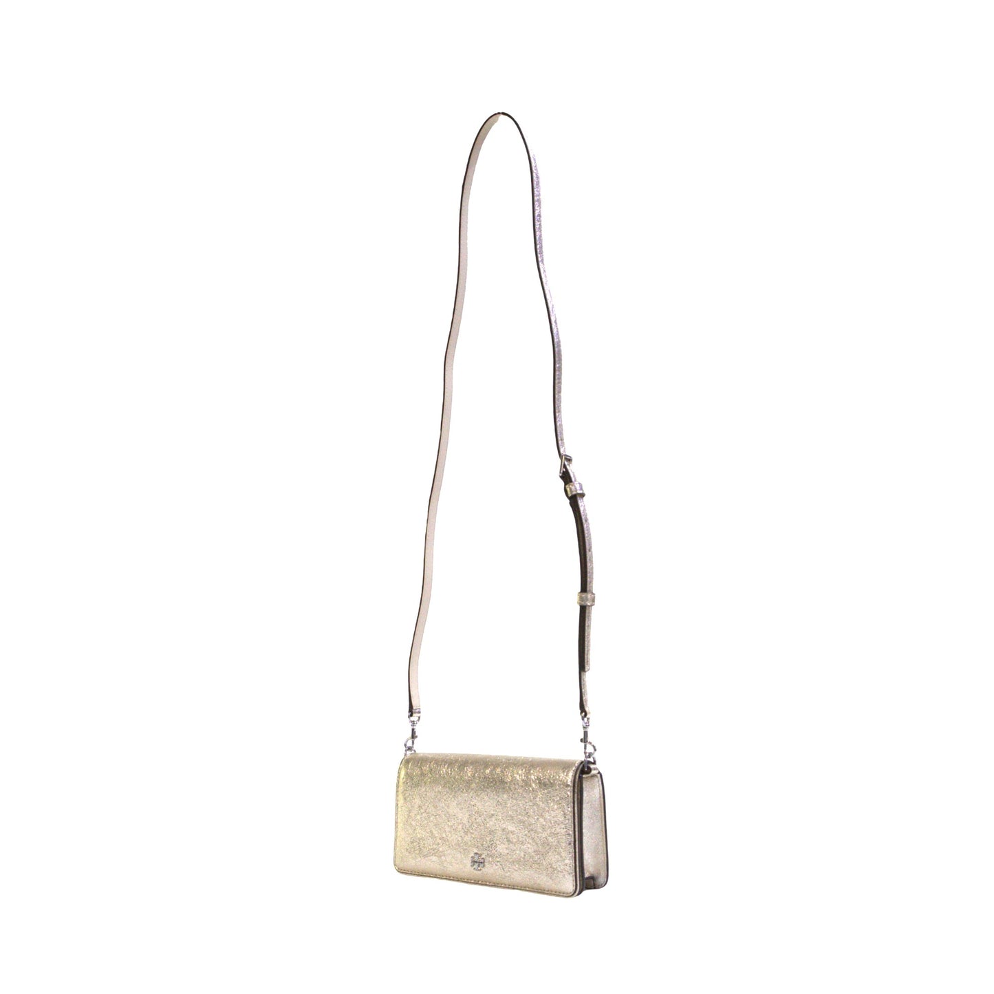 TORY BURCH 159471 EMERSON METALLIC MINI CROSSBODY WHITE GOLD