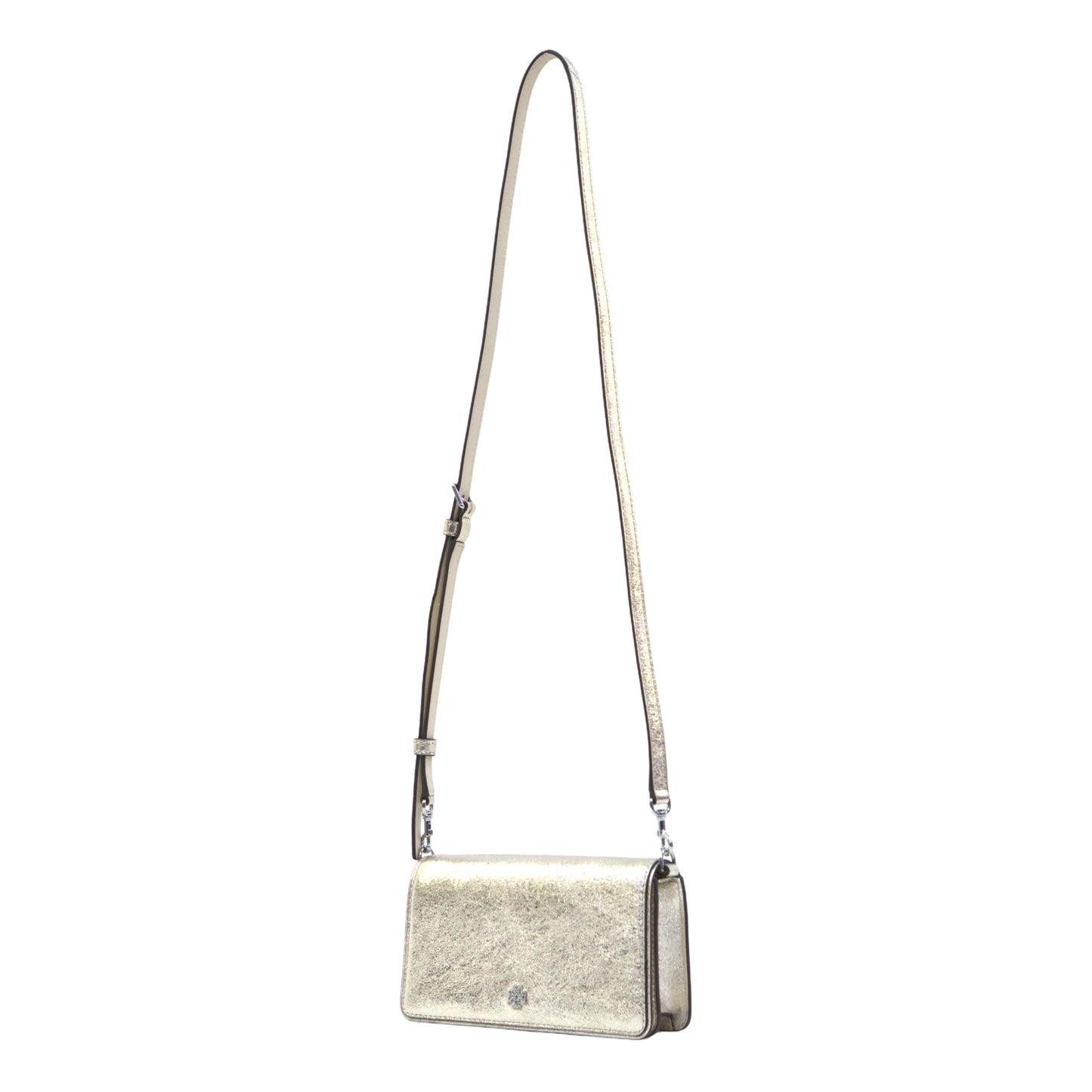 TORY BURCH 159471 EMERSON METALLIC MINI CROSSBODY WHITE GOLD