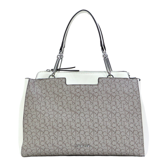 CALVIN KLEIN H5ADJXH3 SATCHEL ALMOND/WHITE