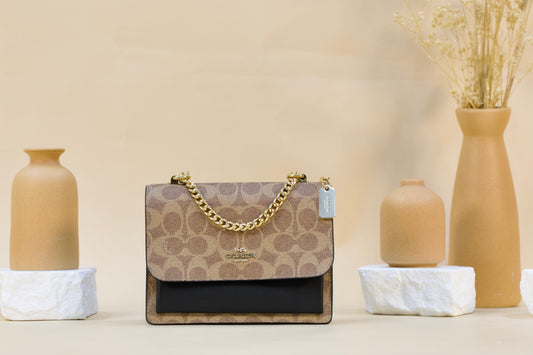 COACH CW206 MINI KLARE XS SIGNATURE CANVAS TAN/BLACK