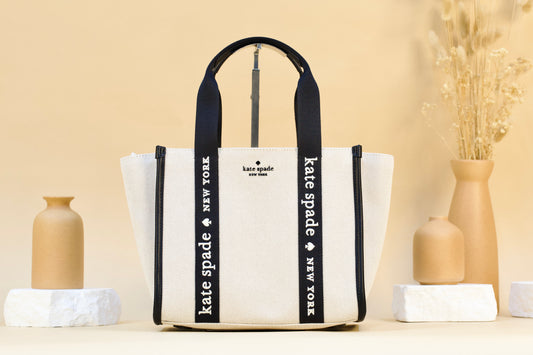 KATE SPADE KG767 SMALL TOTE CANVAS NATURAL MULTI