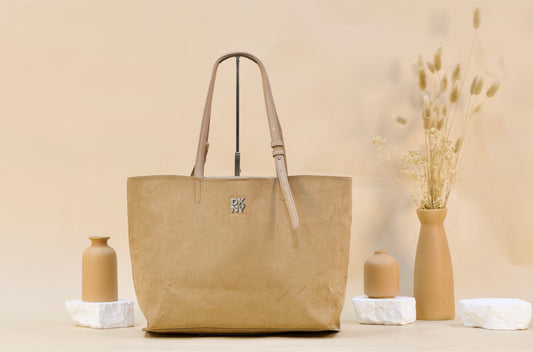 DKNY TOTE BAG VELVET LIGHT BROWN