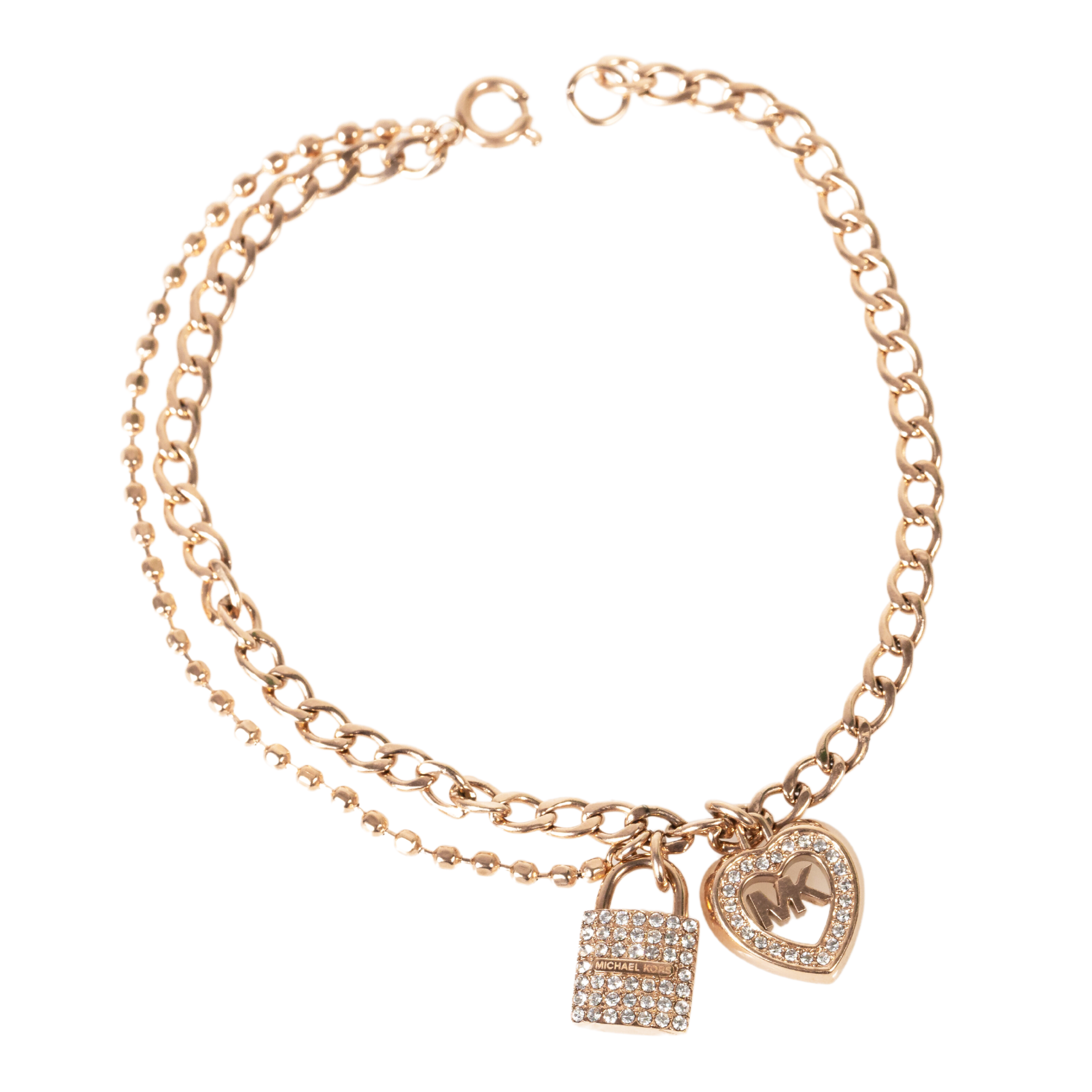 Michael Kors SilverTone Chain And Logo Padlock Bracelet In