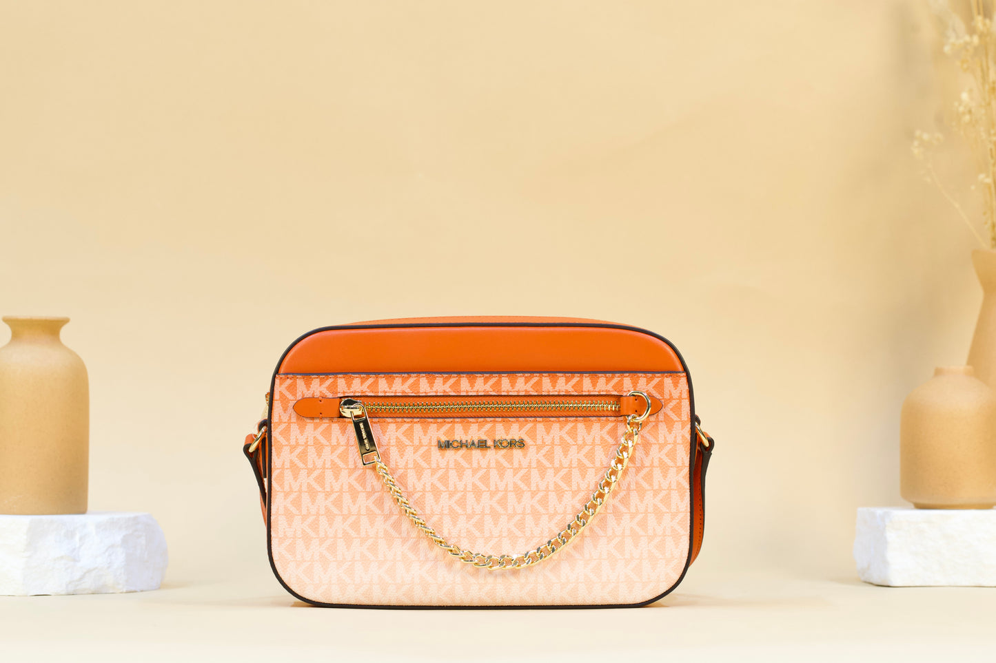 MICHAEL KORS JET SET OMBRE ZIP CHAIN RED CLAY