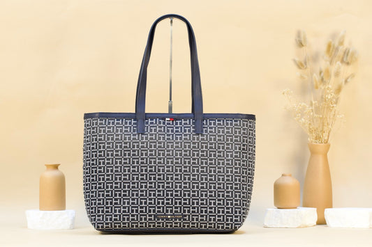 TOMMY HILFIGER ELENI 69JA962 410 2B2 MONOGRAM TOTE BLUE