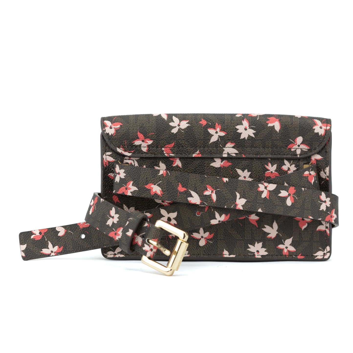 Michael Kors Vibrant Florals Brown Waist Belt Bag Fanny Pack S/M