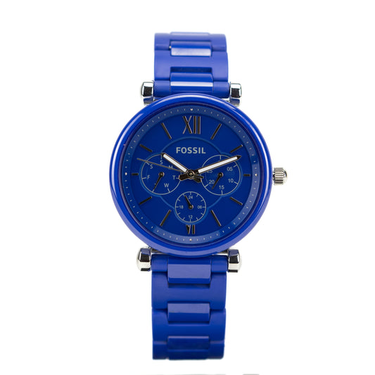 FOSSIL Limited Edition Carlie Multifunction Blue Ceramic Watch - LE1097