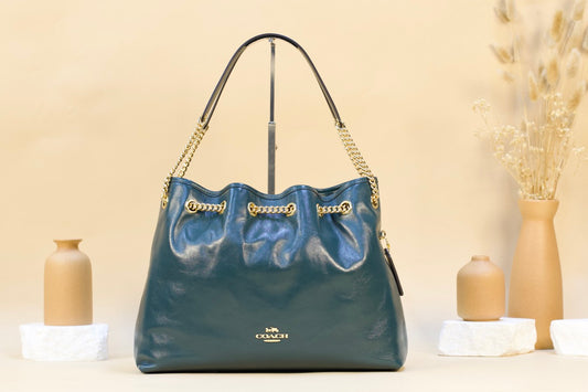 COACH CCZ79 MTT CRNKL EVLYN SHOULDER BAG DARK TEAL