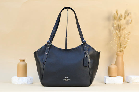 COACH CM074 PEBBLE LEATHER MEADOW SHOULDER BAG BLACK