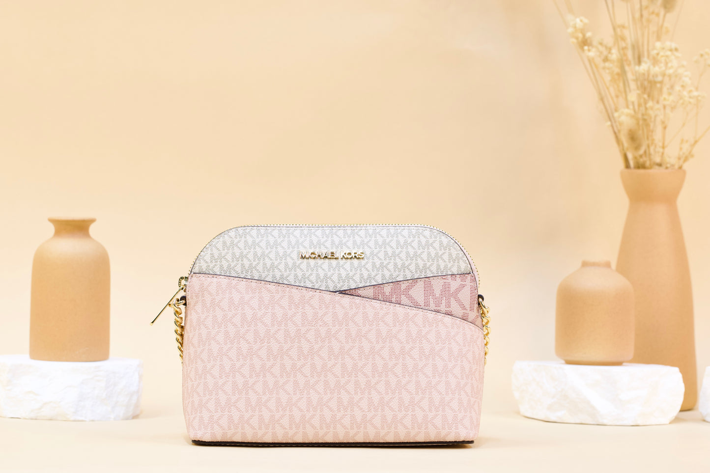 MICHAEL KORS 35S5GTVC6B JET SET TRAVEL MEDIUM DOME CROSSBODY POWDER BLUSH MULTI