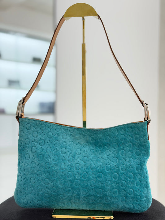 Celine Suede Shoulder Bag in Teal