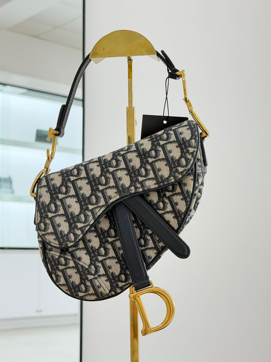 Dior Mini Saddle Bag in Blue Dior Oblique Jacquard Canvas