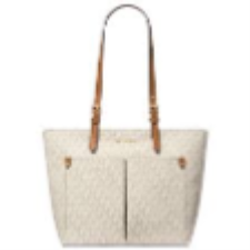 Michael Kors Jet Set Medium Logo Pocket Tote Bag vanilla.