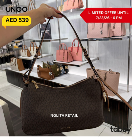 Michael Kors Nolita Medium Signature Logo Shoulder Bag brown