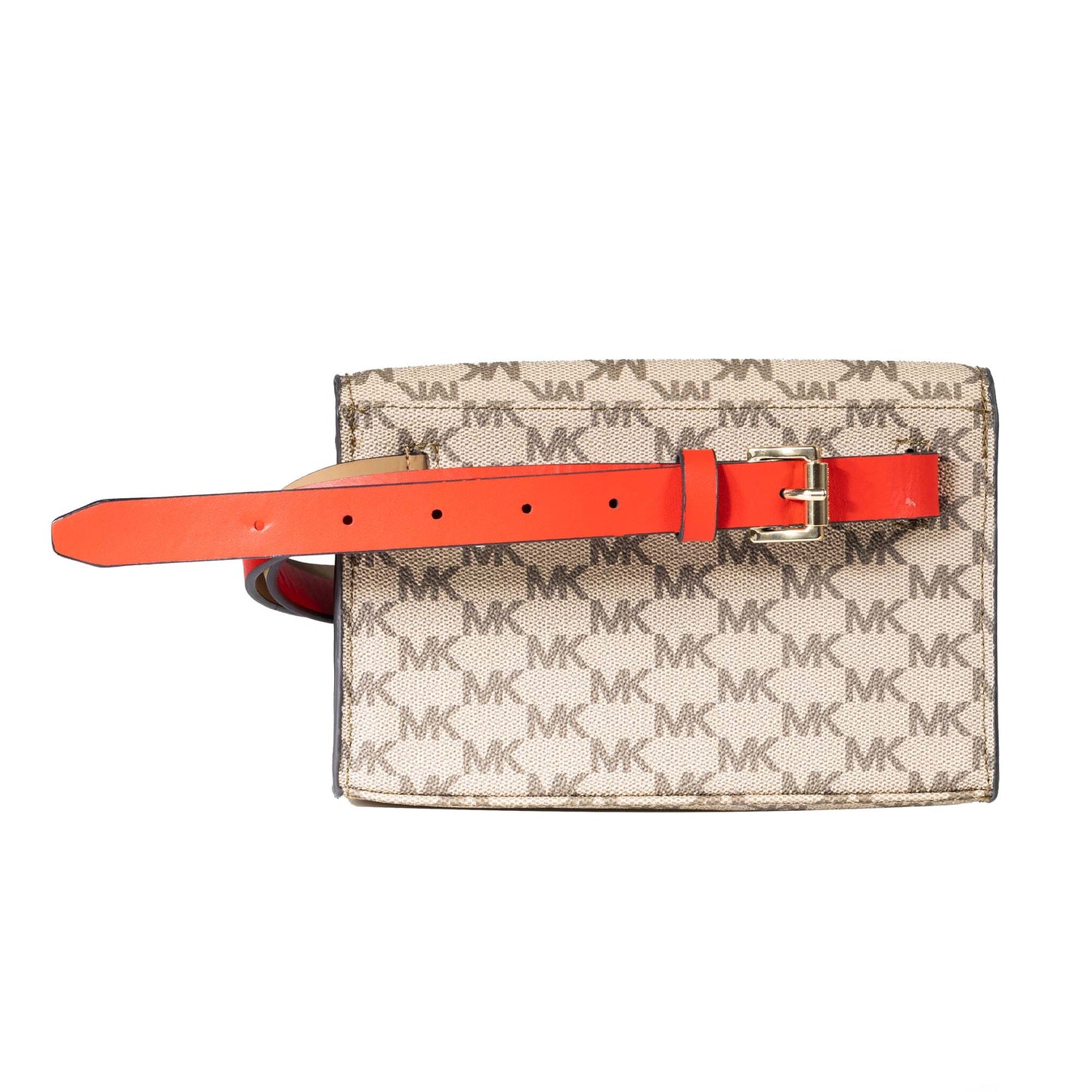 Michael Kors Beige Signature Red Fanny Pack Adjustable Belt Bag