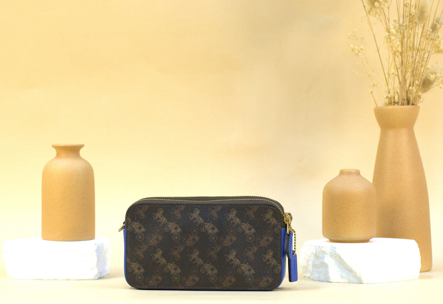 Coach Kira Crossbody Coated Canvas Horse Carriage Clutch - Blue