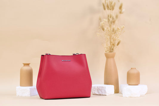 MICHAEL KORS 35S4S3FS21 PRATT MD BUCKET SHOULDER BAG DARK RASPBERRY