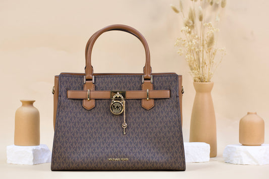 MICHAEL KORS HAMILTON 35F1GHMS2B MEDIUM SATCHEL BROWN