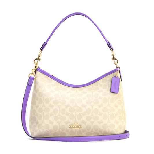 COACH CV975 SIGNATURE LAUREL SHOULDER BAG SAND/IRIS